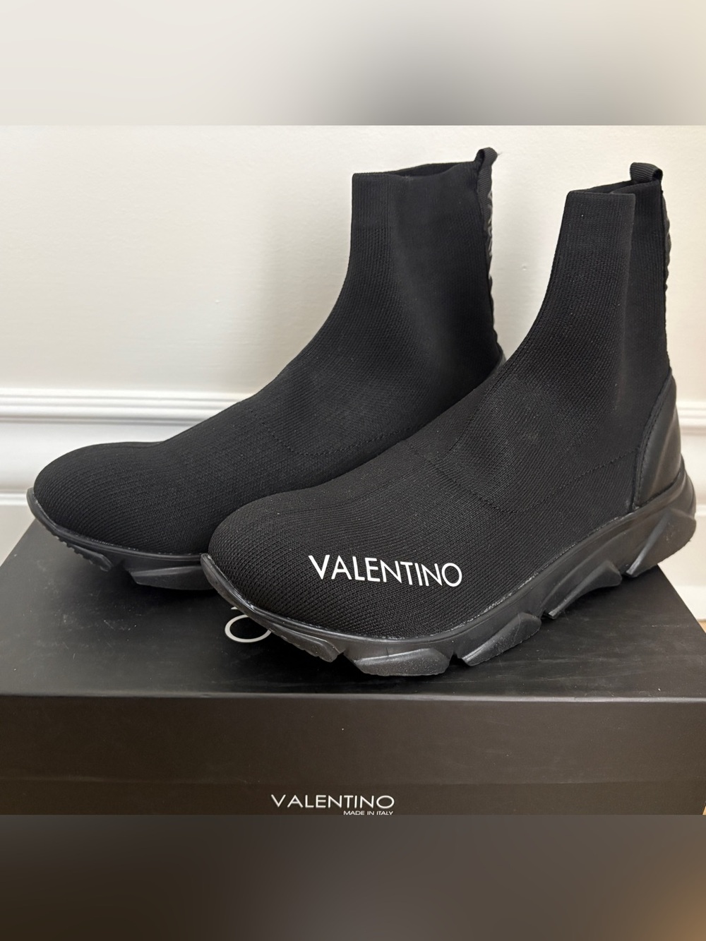 NWT Valentino Black Knit Sock Sneakers